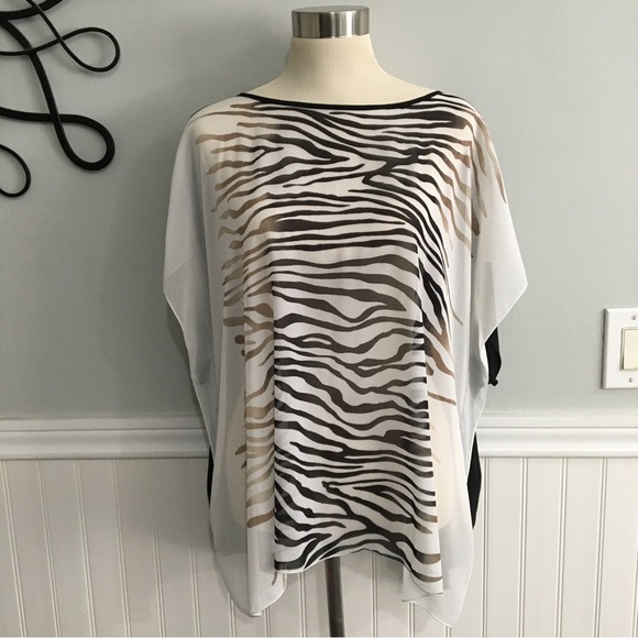 Chico's Tops - Chico’s Travelers Zebra Print Sheer Poncho Blouse size XL (3)